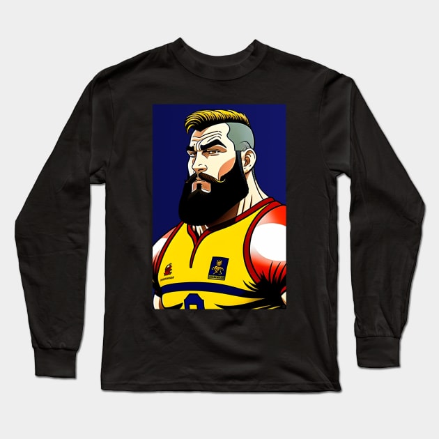 Rugby Player Long Sleeve T-Shirt by ArtShare